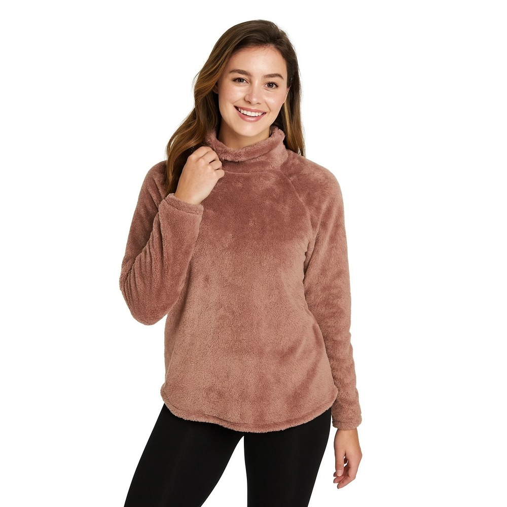 Joy Lab Womens XS Pullover Fleece Sweatshirt Funnel Neck Soft Woodrose Pink‎ New